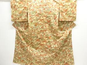 地紙に草花模様上代紬着物